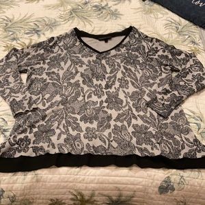 2/$30 Grey/black floral lace pattern v neck sweater